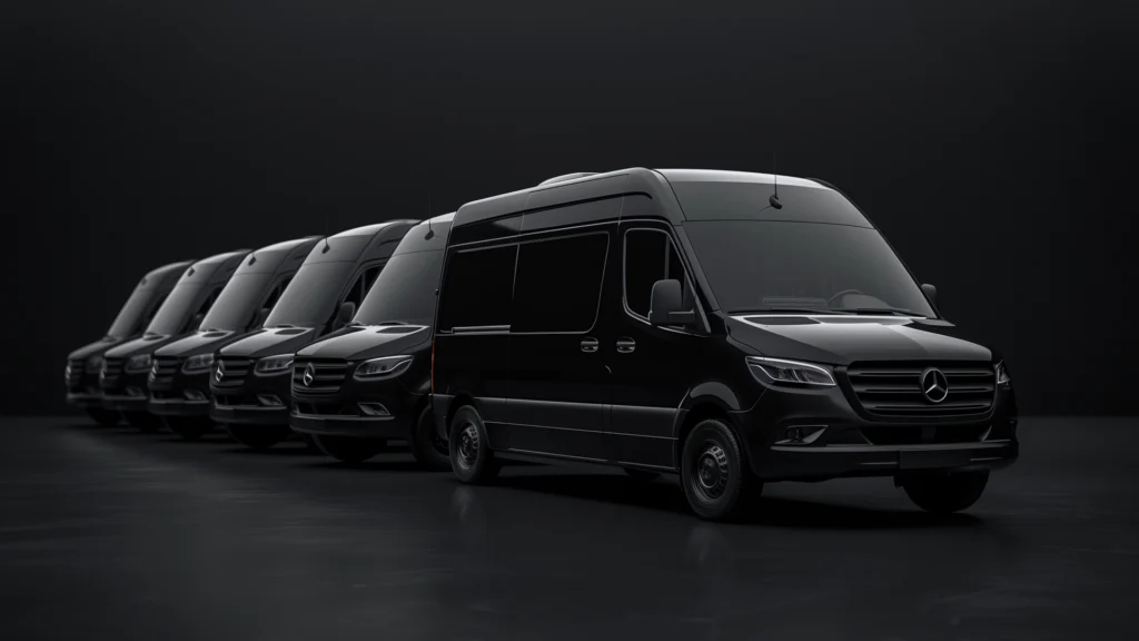 Rest Transportation luxury sprinter van fleet full